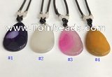 NGP5655 Agate flat teardrop pendant with nylon cord necklace