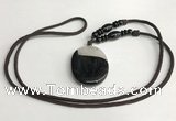 NGP5661 Agate oval pendant with nylon cord necklace