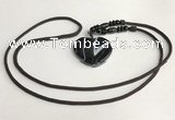 NGP5670 Agate heart pendant with nylon cord necklace