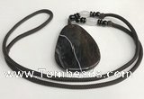 NGP5675 Agate flat teardrop pendant with nylon cord necklace