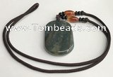 NGP5701 Agate oval pendant with nylon cord necklace