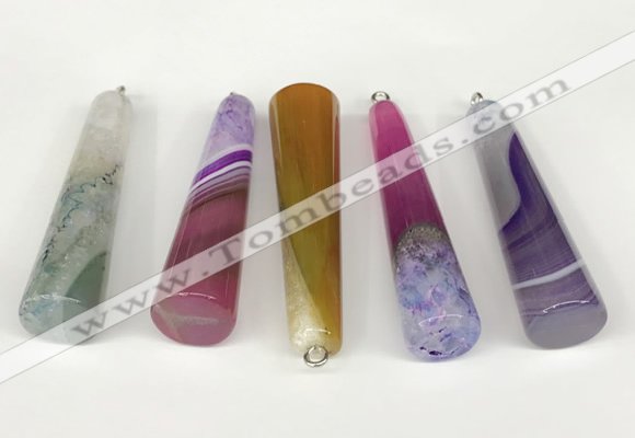 NGP5721 14*55mm cone agate gemstone pendants wholesale