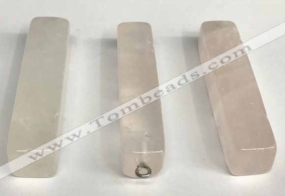 NGP5765 12*52mm cuboid rose quartz pendants wholesale