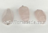 NGP5771 22*48mm - 25*55mm flat teardrop rose quartz pendants