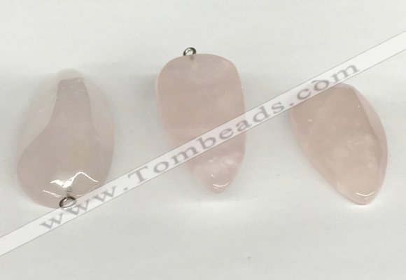 NGP5771 22*48mm - 25*55mm flat teardrop rose quartz pendants