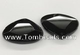 NGP5789 43*53mm faceted flat teardrop black agate pendants