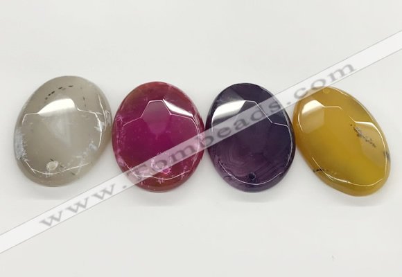 NGP5820 32*50mm faceted oval agate gemstone pendants wholesale