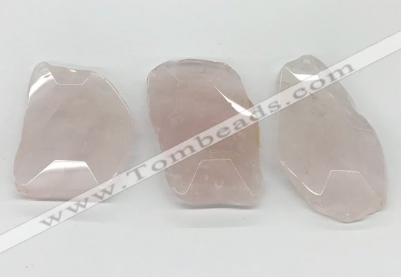 NGP5848 35*50mm - 50*70mm faceted freeform rose quartz slab pendants