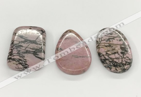 NGP5868 30*50mm freeform rhodonite pendants wholesale