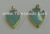 NGP6001 22*30mm - 25*35mm arrowhead amazonite gemstone pendants