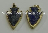 NGP6003 22*30mm - 25*35mm arrowhead lapis lazuli gemstone pendants