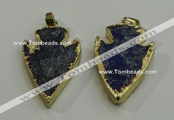 NGP6003 22*30mm - 25*35mm arrowhead lapis lazuli gemstone pendants