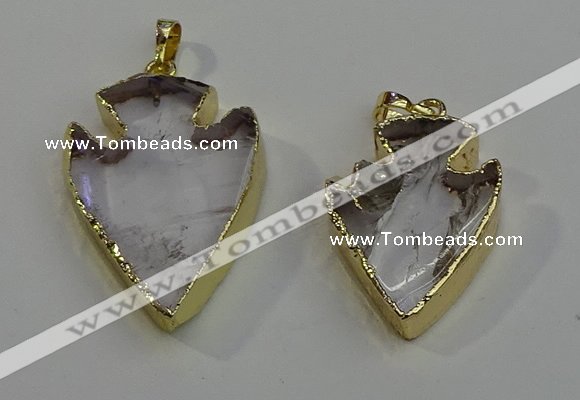 NGP6004 22*30mm - 25*35mm arrowhead white crystal pendants