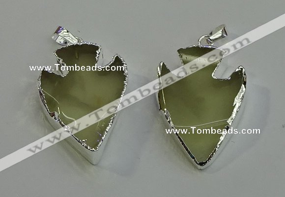 NGP6007 22*30mm - 25*35mm arrowhead lemon quartz pendants