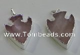 NGP6008 22*30mm - 25*35mm arrowhead rose quartz pendants