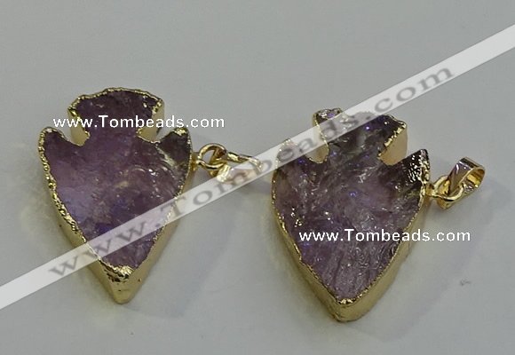 NGP6011 25*30mm - 30*35mm arrowhead amethyst pendants