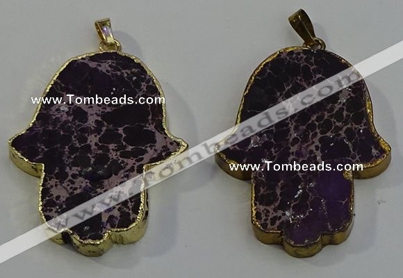 NGP6031 22*40mm - 25*45mm hamsahand sea sediment jasper pendants