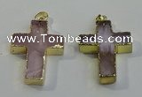 NGP6036 30*40mm - 35*45mm cross rose quartz pendants