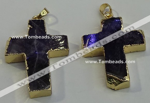 NGP6038 30*40mm - 35*45mm cross amethyst pendants