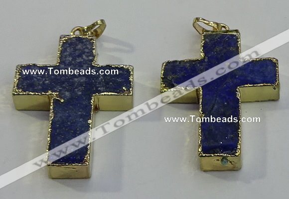 NGP6039 30*40mm - 35*45mm cross lapis lazuli pendants