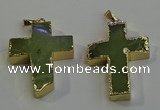 NGP6040 30*40mm - 35*45mm cross green rutilated quartz pendants