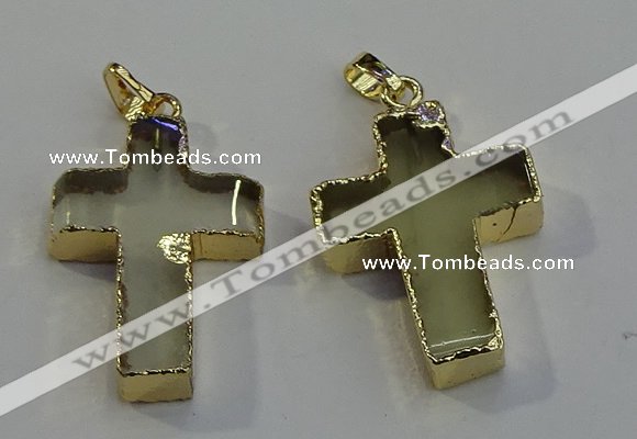 NGP6041 30*40mm - 35*45mm cross lemon quartz pendants