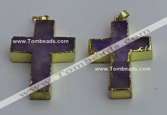 NGP6042 30*40mm - 35*45mm cross amethyst pendants