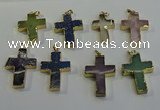 NGP6044 30*40mm - 35*45mm cross mixed gemstone pendants