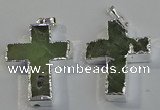 NGP6046 30*40mm - 35*45mm cross green rutilated quartz pendants