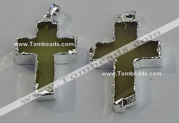 NGP6047 30*40mm - 35*45mm cross lemon quartz pendants