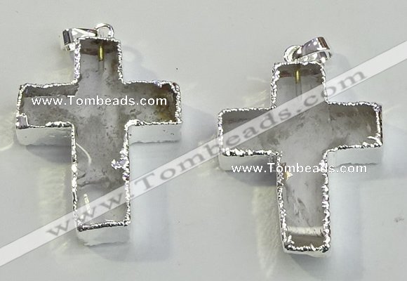NGP6048 30*40mm - 35*45mm cross white crystal pendants