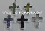 NGP6051 30*40mm - 35*45mm cross mixed gemstone pendants