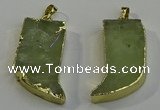 NGP6052 15*40mm - 18*45mm horn green rutilated quartz pendants