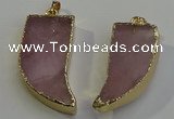 NGP6053 15*40mm - 18*45mm horn rose quartz pendants