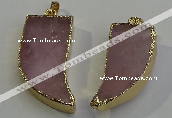 NGP6053 15*40mm - 18*45mm horn rose quartz pendants