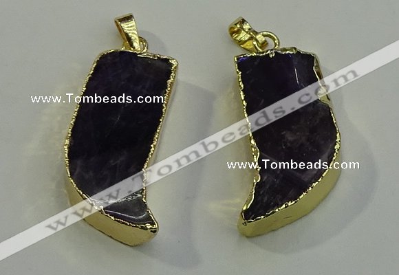 NGP6054 15*40mm - 18*45mm horn amethyst pendants