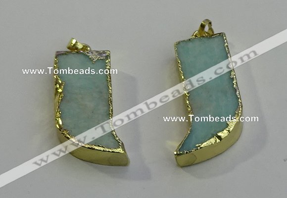 NGP6055 15*40mm - 18*45mm horn amazonite pendants