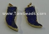 NGP6056 15*40mm - 18*45mm horn lapis lazuli pendants