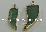 NGP6057 15*40mm - 18*45mm horn green aventurine pendants