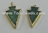 NGP6063 20*40mm - 25*45mm arrowhead green aventurine pendants