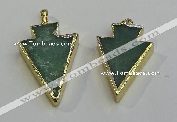 NGP6063 20*40mm - 25*45mm arrowhead green aventurine pendants