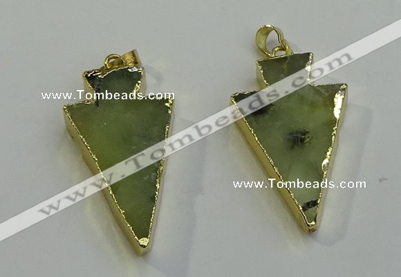 NGP6064 20*40mm - 25*45mm arrowhead green rutilated quartz pendants