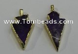 NGP6065 20*40mm - 25*45mm arrowhead amethyst pendants