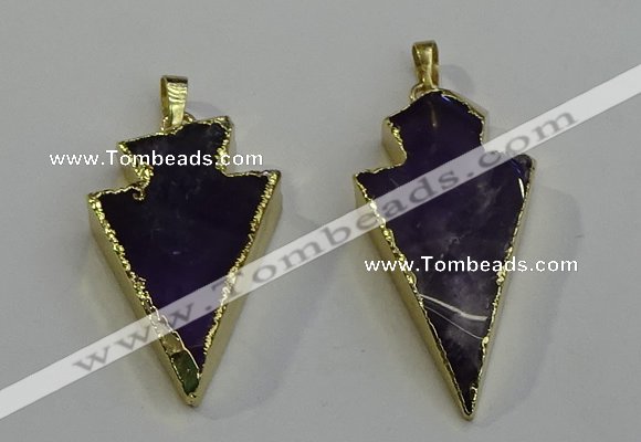 NGP6065 20*40mm - 25*45mm arrowhead amethyst pendants