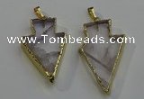 NGP6067 20*40mm - 25*45mm arrowhead white crystal pendants