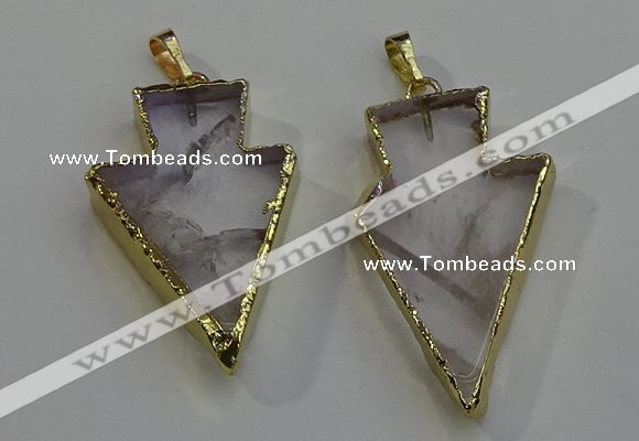 NGP6067 20*40mm - 25*45mm arrowhead white crystal pendants