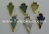 NGP6068 20*40mm - 25*45mm arrowhead mixed gemstone pendants