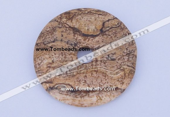 NGP607 5pcs 5*40mm picture jasper gemstone donut pendants wholesale