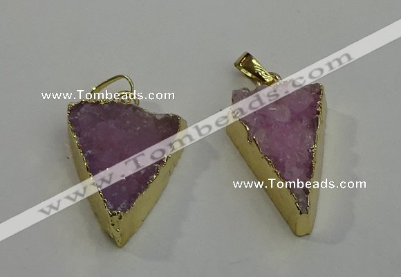 NGP6072 20*25mm - 25*35mm triangle druzy quartz pendants