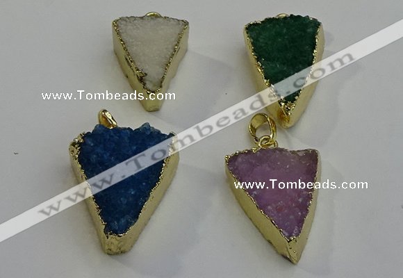 NGP6074 20*25mm - 25*35mm triangle druzy quartz pendants